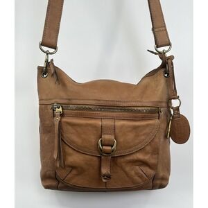 Fossil Sasha Y2K Leather Adjustable Shoulder Bag Purse Brown with Tag & Charm